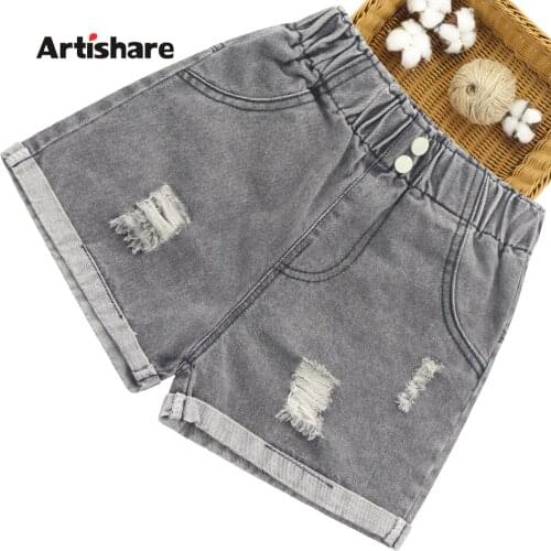 Big Girls Jeans Hole Short Jeans For Girls Cuffs Denim Jeans For Kids Summer Childrens Clothes