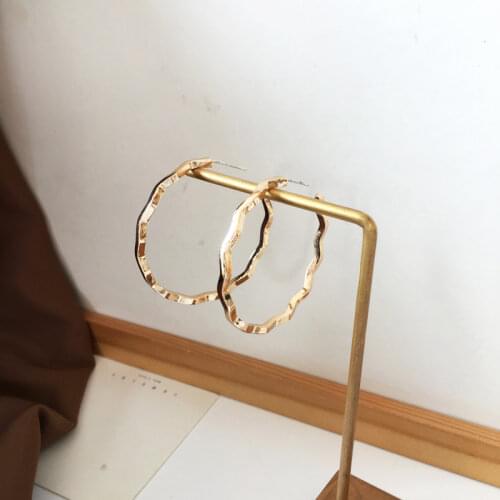 Exaggerate Big Round Wave Earrings Hoops Metal Vogue Ear Rings