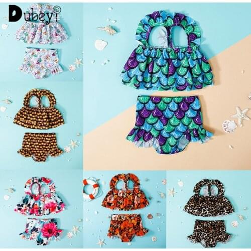 Infant Toddler Swimwear Baby Print Two Piece Set Toddler Girl Bathing Suit Baby Girl Swimming Bikini Beach Baby Swim Wear