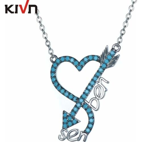 KIVN Fashion Jewelry CZ Cubic Zirconia Heart Arrow Womens Girls Wedding Pendant Necklaces Promotion Christmas Birthday Gifts