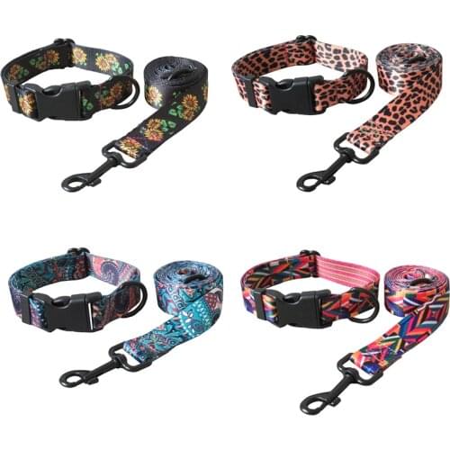Soft Dog Collar Leash Pet Safety Belt Adjustable Harness for Small Medium Puppy Walking Training Rope Leads 9 Colors