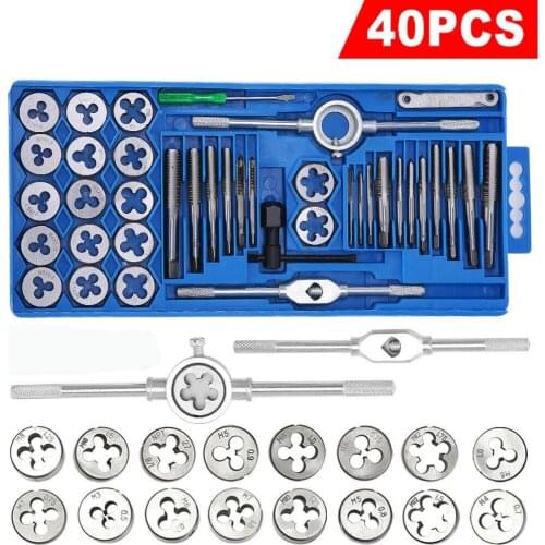 40pcs Multifunction Die Wrench Set Screw Tap Die Set External Thread Cutting Tapping Hand Tool Kit Thread Screwdriver