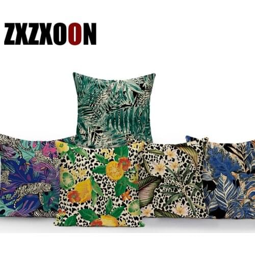 Tropical Plants Animals Tiger Butterfly Flower Polyester Sofa Cushion Cover for Living Room Decoration Pillowcase