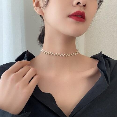 New Pearl Necklace Korean Crystal Short Necklace Fashion Clavicle Chain New Necklace Choker Necklace Women Jewelry