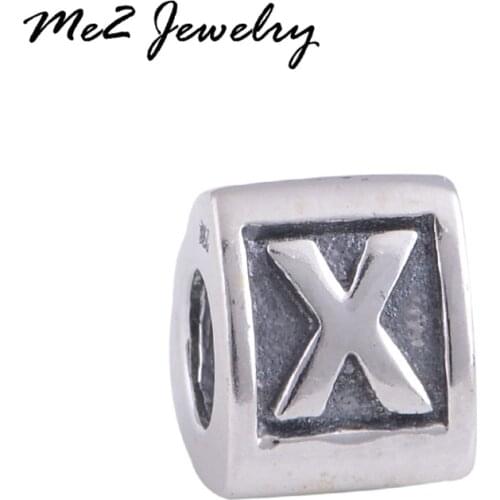 Wholesale silver letter X european beads Summer style charm beads fit 2017 bracelet free shipping