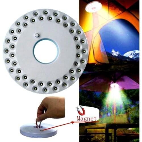 Portable Camping Lantern 48 LED AA Battery magnet carabiner KB501 hanging tent lamp KB60 UFO white flag Light 21 COB round shape