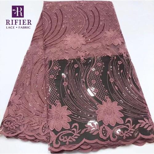 Latest High Quality Sequined Design African Milk Silk Dry Lace Cord Fabric Soft High Quality Nigeria Indonesia Sequins Mesh Net