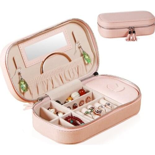 Jewelry storage box Princess travel jewelry display case Earrings necklace collection container organizer Simple Cute portable j