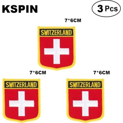 Switzerland Shiled Shape flag patches national flag patches for Cothing DIY Decoration
