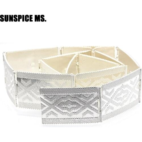 SUNSPICEMS Morocco Women Caftan Belt Silver Color Metal Arabic Abaya Wedding Body Jewelry