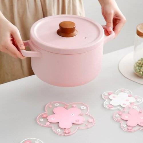 2pcs Sakura Insulation Table Mat Home Office PVC Non-slip Tea Mug Milk Coffee Cup Coaster Heat Resistant