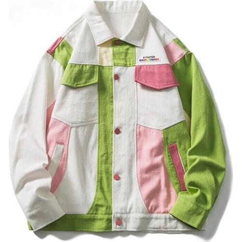 Street Patchwork Jackets Men Women Hip Hop Color Block Jackets Harajuku Casual Cotton Urban Street Wear Coat 2021 Autumn