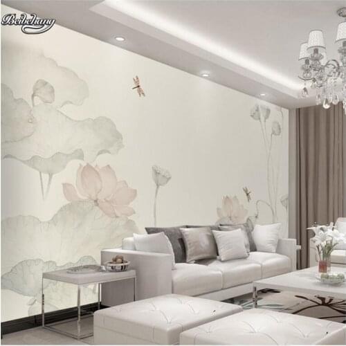 Wellyu Elegant Zen Flower Lottery Artistic Mural Background Wall Customized Large Mural Nonwovens Wallpaper