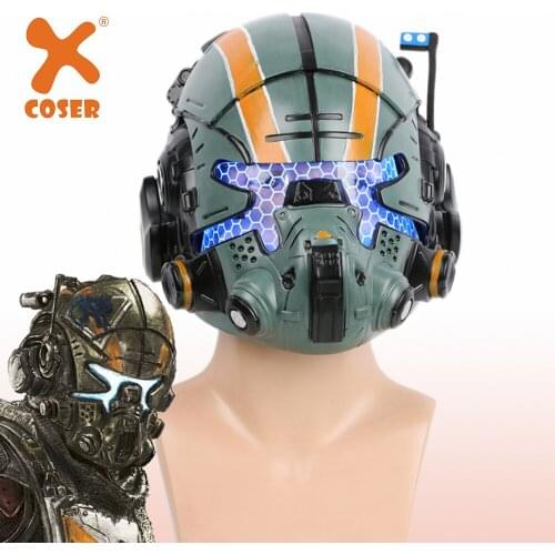 XCOSERTitanfall 2 Jack Cooper Cosplay Helmet Game Full Head Resin Mask With LED Light Costume Props Halloween Adults