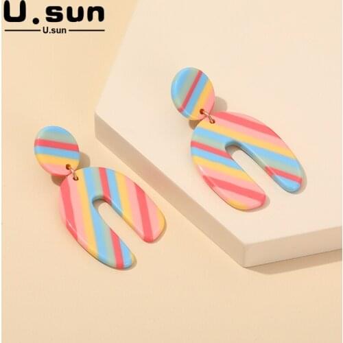 U.sun Acrylic Fashion Bohemian Earrings for Women Korean Exquisite Geometirc Earrings Brincos 2021 Trend Dangling Jewelry Gifts