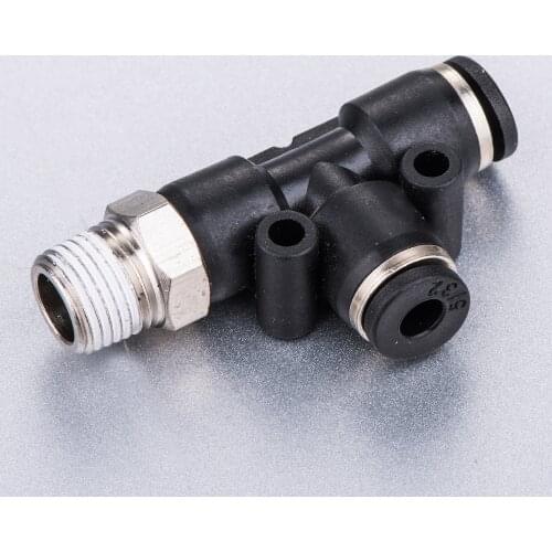1/4" 3/8" 1/2" Hose OD 1/8" 1/4" 3/8" 1/2" NPT Thread Pneumatic PT Thread Tube T Joint One Touch Quick Fittings+ PD
