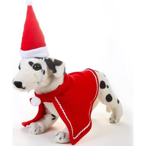 1 Set Cool Red Pet Cat Dog Christmas Cloak Cap Set Costume Cosplay Shawls Cape Scarf Happy New Year Party Gift Vmas Pet Supplies