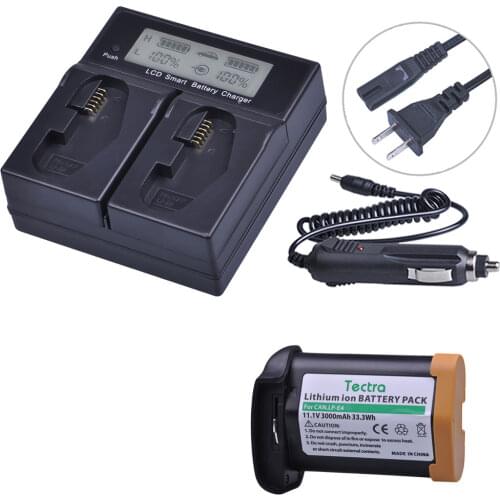 1PCS 3000mAh LP-E4 LP E4 LPE4 Battery Akku+LCD Dual Fast Charger for Canon EOS 1D Mark 3 III 1DX Mark 4 IV 1DX DSLR Cameras
