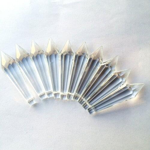 10pcs 55*13MM Transparen Crystal Chandelier Prism (Free rings) Glass Hanging Pendants For Christmas Cake Topper Decoration