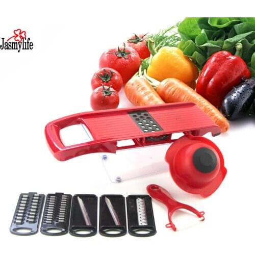 6Pcs/set 1 Set Multifunctional Vegetable Slicer set Stainless and ABS Vegetable Grater Gadget Friut Cutter Portable Kitchen Tool