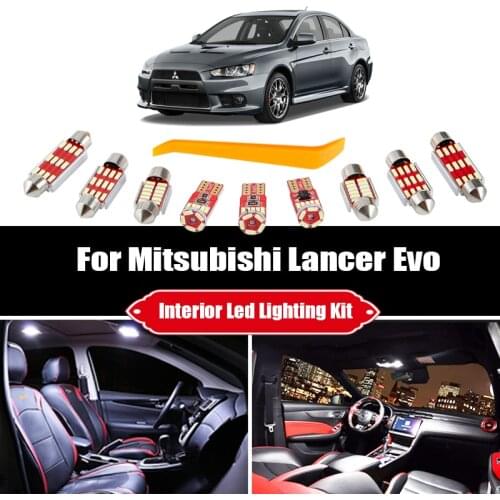 8Pcs Canbus For Mitsubishi Lancer Evo IX X 8 9 10 2003-2015 Vehicle LED Interior Map Dome Light License Plate Lamp Accessories