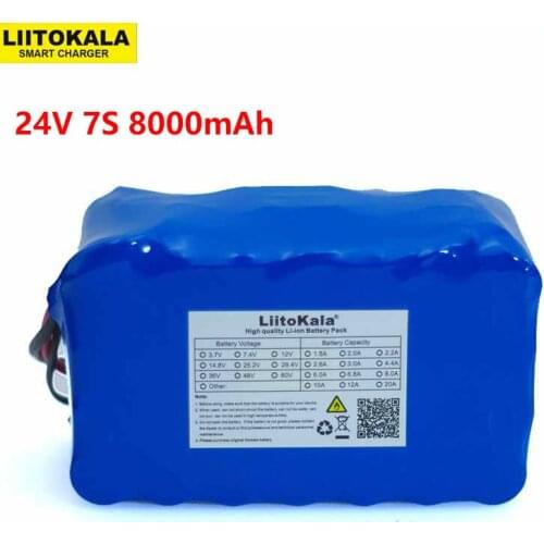 LiitoKala 24V 7S4P 8000mAh high power 8AH 18650 Lithium Battery pack with BMS 29.4V Electric bicycle electric car backup power