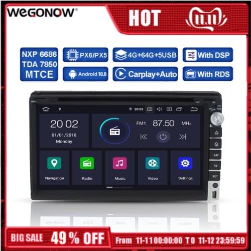 DSP PX6 IPS Android 10 4GB RAM 64GB RDS Radio GPS Map Bluetooth 5.0 Wifi Car DVD multimedia player 2 Din for Nissan Universal