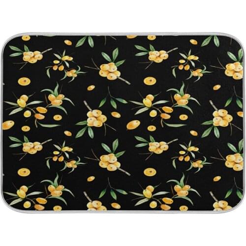 Black Microfiber Dish Drying Mat Kitchen Table Heat Insulation Anti-slip Absorbent Pad Placemat Cartoon Printed Tableware Mat