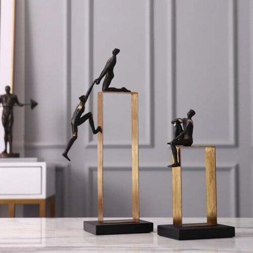 HOME DECOR ACCESSORIES TWO MEN HOLDING HANDS PARKOUR FIGURINE LIVING ROOM ORNAMENT OBJECTS RESIN THINKING CHARACTER SCULPTURE