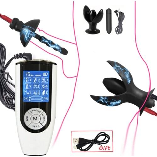 Electric Shock Pulse Anal Plug With Vibrator Urethral Sound Catheter Dilator Penis Stimulator E-stim Bdsm Male Chastity Sex Tool