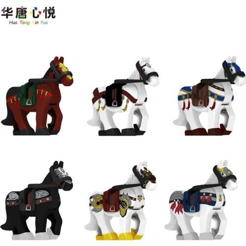 City Animal Series DW001 War Horse Steed Decoration Set Building Blocks Educational Toys Childs Gift Cities Animals Horse Model