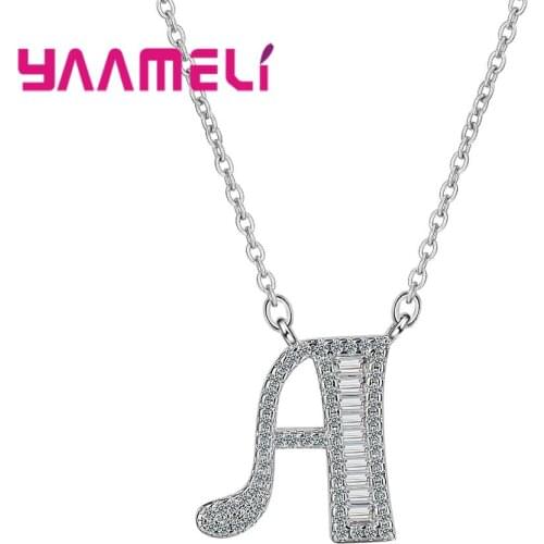 Nice Gift for Women Men Couples 925 Sterling Silver Full Rhinestone CZ Crystal Paved Setting Alphabet Enternity Love Jewelry A-Z