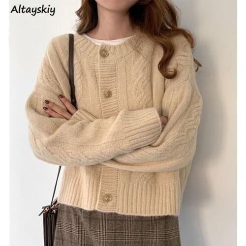 Cardigan Women Sweet Elegant Daily Hot Knitted Outwear Cute Harajuku Loose Trendy Casual New Retro Chic Cozy All-match Cropped