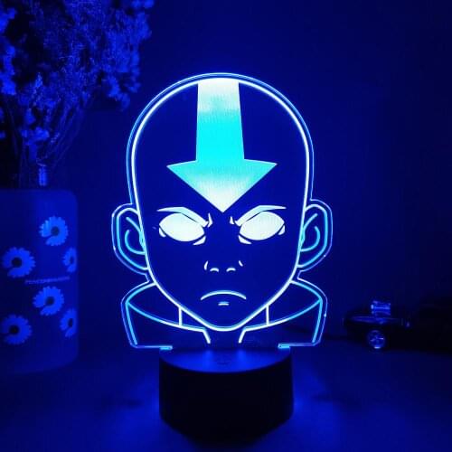Comic Figurine Aang 3D Night Lamp from Avatar: The Last Airbender Kids Bedroom Decor Lights LED Sensor Light for Childrens Room