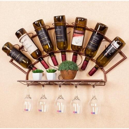 Wrought iron wine rack wall hanging rack hanging living room dining room simple goblet wine glass rack creative European style