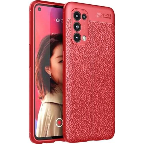 Oppo Reno 5 Leather Looking Silicone Red