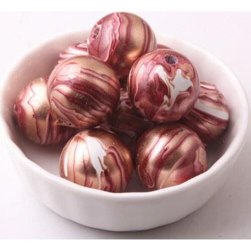 Kwoi vita 20mm 100pcs New Brown Colorful Acrylic Solid Splash Splatter beads for Chunky beads Necklace Jewelry