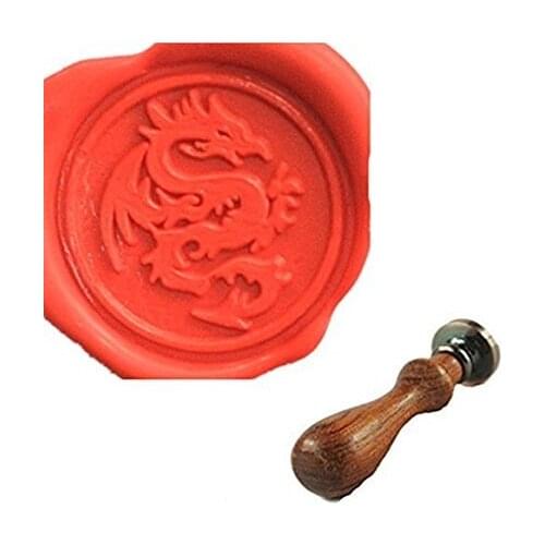 MDLG Custom Vintage Dragon Personalized Picture Letter Logo Wedding Invitation Wax Seal Stamp Rosewood Handle Set