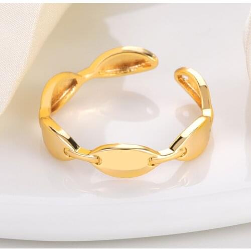 Fashion Oval Irregular Adjustable Ring For Women Gold Color Stainless Steel Trendy Party Jewelry Punk Style Best Friend Gifts