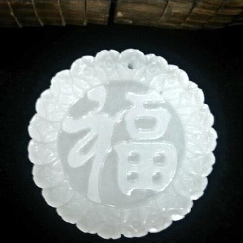 Natural White Handmade Ruyi Fuzi Brand Pendant Fashion Jewelry Mens and Womens White Jade Necklace