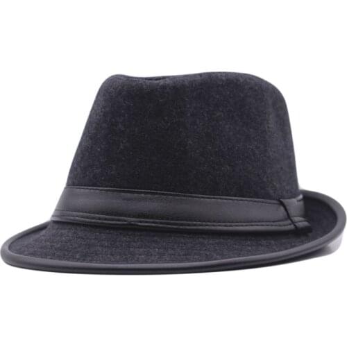 NEW Autumn Winter Retro Jazz Hats Middle aged Men Felt Fedoras Cap For Male Solid Trilby Panama Hat Black Bowler Hats