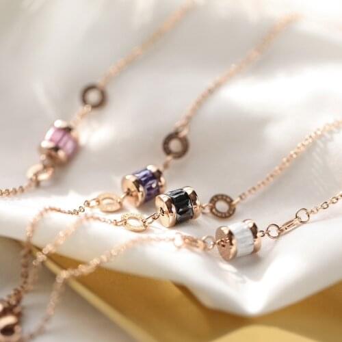 YUN RUO 2019 New Arrival Colorful Zircon Bracelet Woman Birthday Gift Rose Gold Color Fashion Stainless Steel Jewelry Never Fade