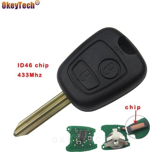 OkeyTech 2 Button for Citroen Saxo Picasso Xsara Berlingo Replace Remote Control Auto Car Key Shell 433mhz id46 Chip Uncut Blade