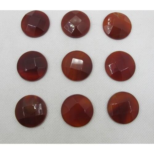 Wholesale 5pcs Natural Red Agates 25mm Faceted Round Gem stone Jewelry Cabochon Natural Carnelian Ring face or Necklace Pendant