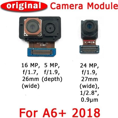 Original Front and Rear Back Camera For Samsung Galaxy A6 Plus 2018 A605 Main Facing Camera Module Flex Cable Replacement Parts