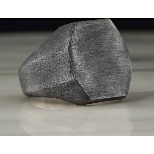 Original 925 Sterling Silver Matte Black/Silver antique look Rings For Men Male Jewelry ,Wedding Rings Crown CZ Enamel Turkey