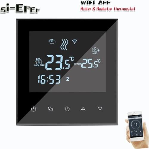 220V Programmable WIFI Gas Boiler Heating thermostat with Radiator valve Connection for Dry contact Passive contact