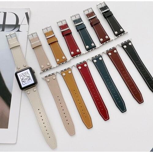 Fashion leather loop For Apple Watch Band 42MM 38MM 40mm 44mm sports bracelet strap for iWatch 6 5 se 4 3 2 series wristbelt