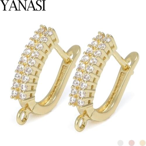 Two Rows Zircons Earrings Hooks Clasps DIY for Woman Handmade Jewelry Making Accessories Supplies for Jewelry