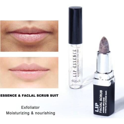 NAGETA 2 Pcs/Set Lips Care Exfoliating Scrub Lip Balm + 24K Gold Foil Moisturizing Essence Liquid Lip Care Combination Kit TSLM2